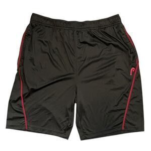 HEAD Black Athletic Shorts XL Red Trim Lightweight Gym Running Activewear